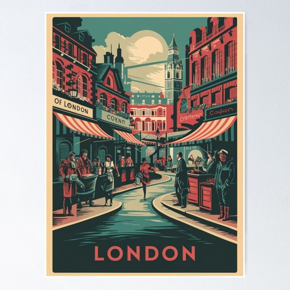 POSTER London Vintage Travel Poster Poster UNFRAMED, 24x36