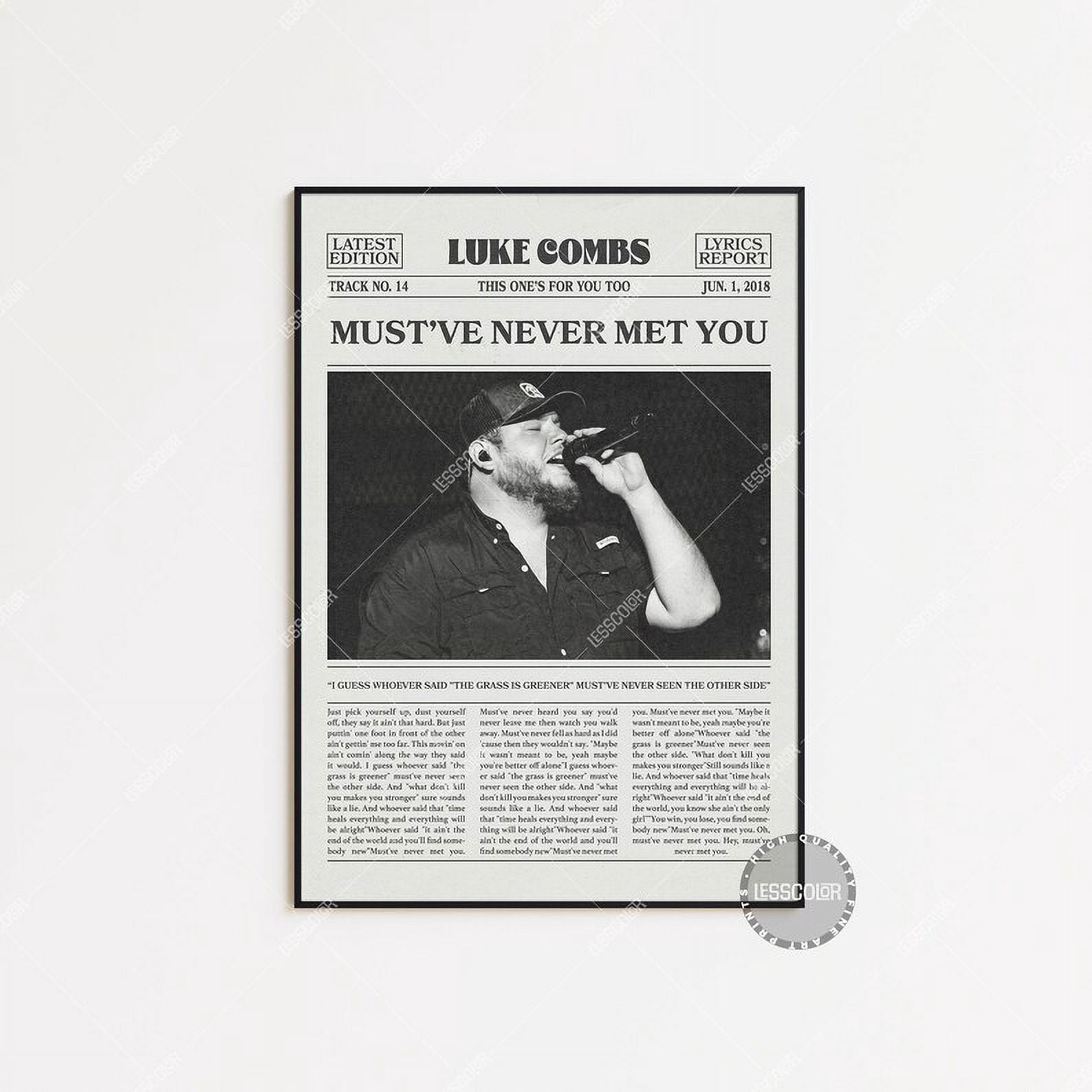 POSTER Luke Combs Retro Newspaper Print, Must've Never Met You Poster ...