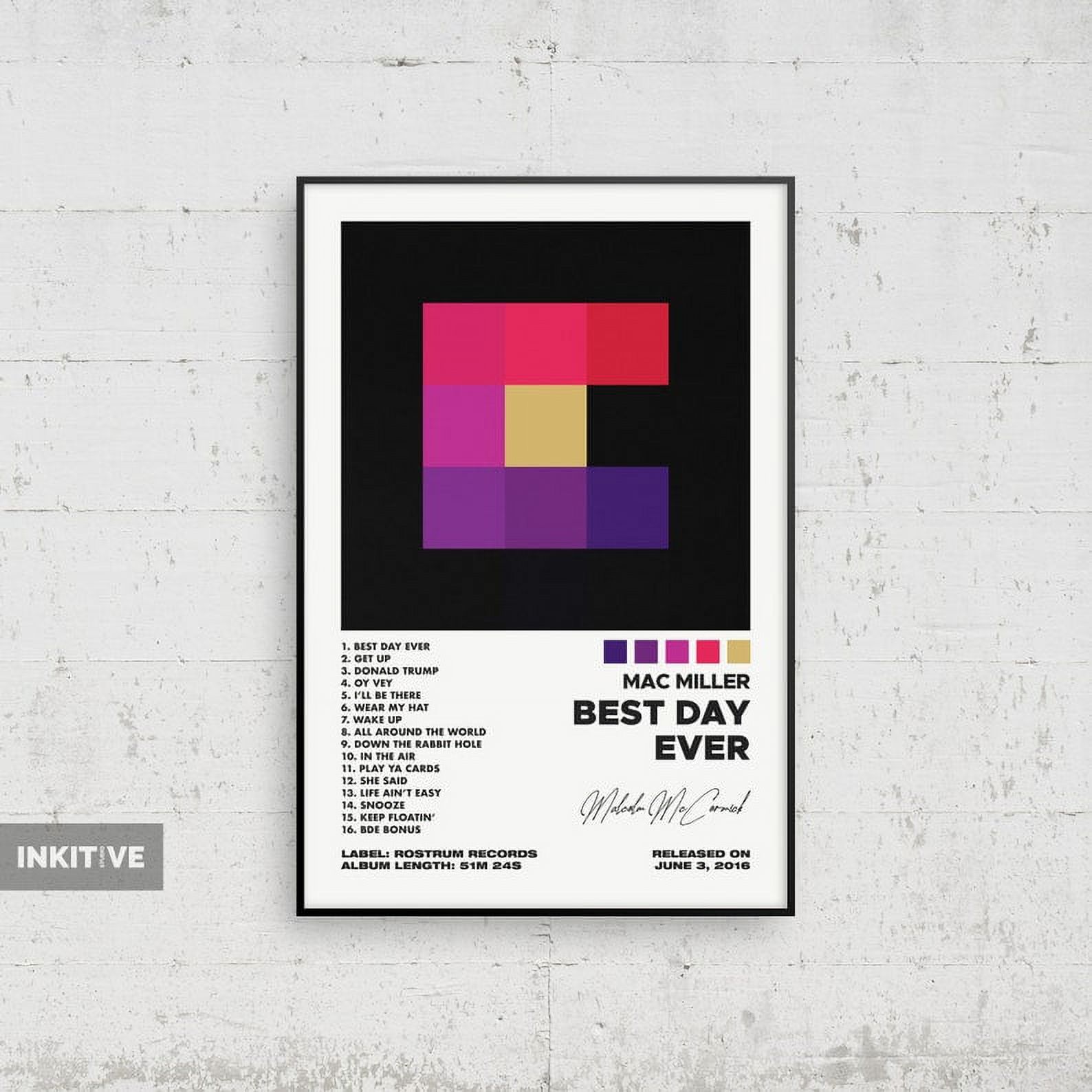 POSTER Mac Miller Poster Best Day Ever Album Cover Print, Music