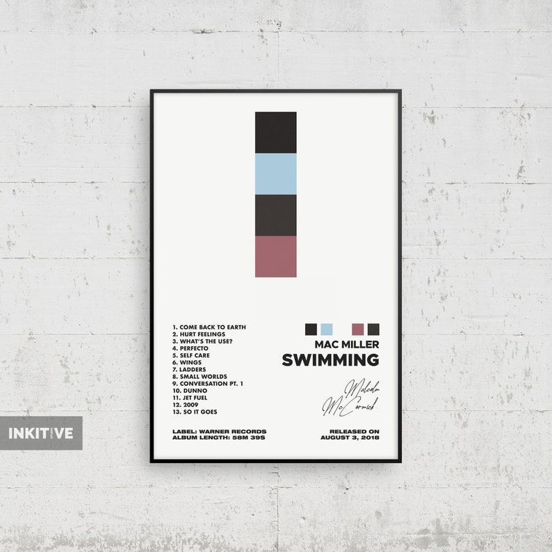 POSTER Mac Miller Poster Swimming Album Cover Print, Music Wall Art