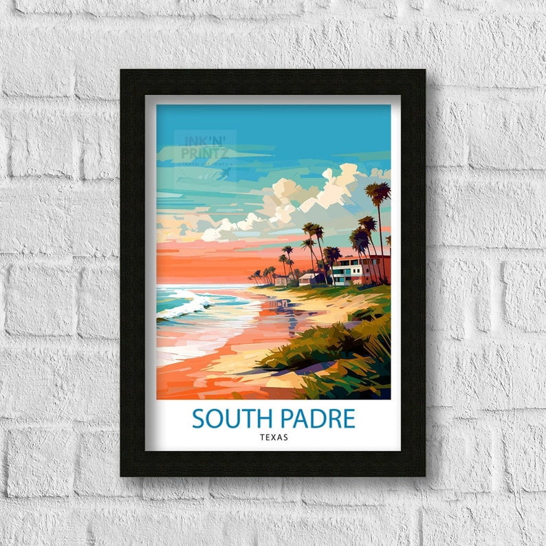 POSTER Mid Century Modern South Padre Island Travel Poster, Retro Texas ...