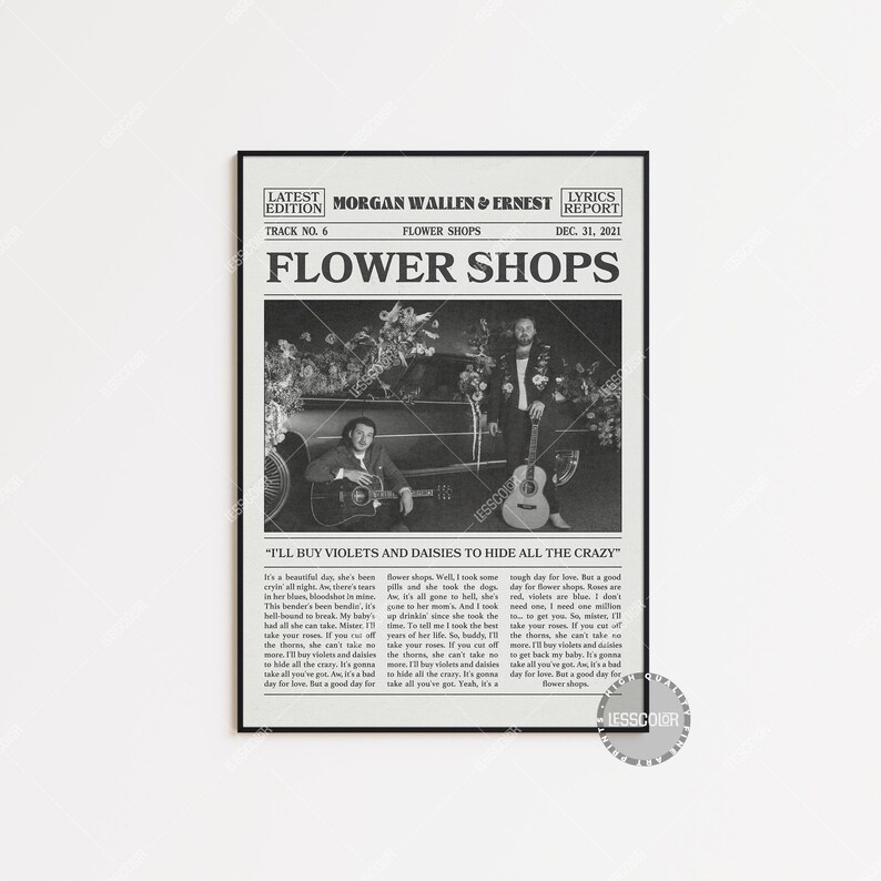 POSTER Wallen & Ernest Retro Newspaper Print, Flower Shops