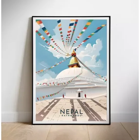 POSTER Nepal Kathmandu Travel Poster Digital printable wall art UNFRAMED, 24x36