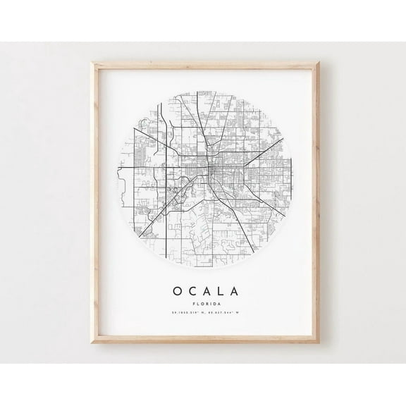Kna Prints - 1 Pc Poster Ocala Map Print, Ocala Map City Wall Art, Fl Road Map, Florida Print Street Map Decor, Office Gift, L666V4, UNFRAMED-24x36