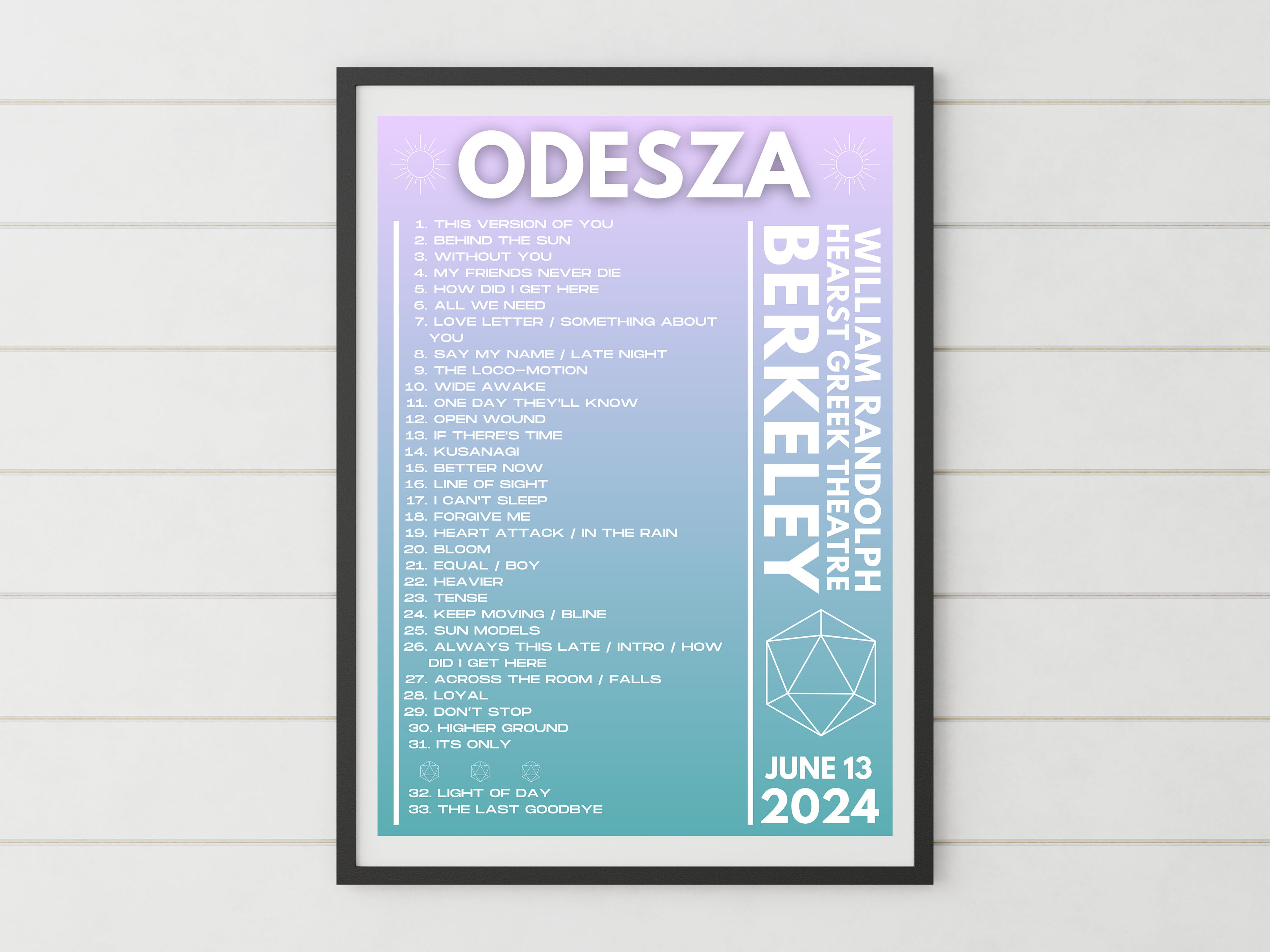 POSTER Odesza Setlist Poster Print USA 2024 Fan Made Art Gift Present