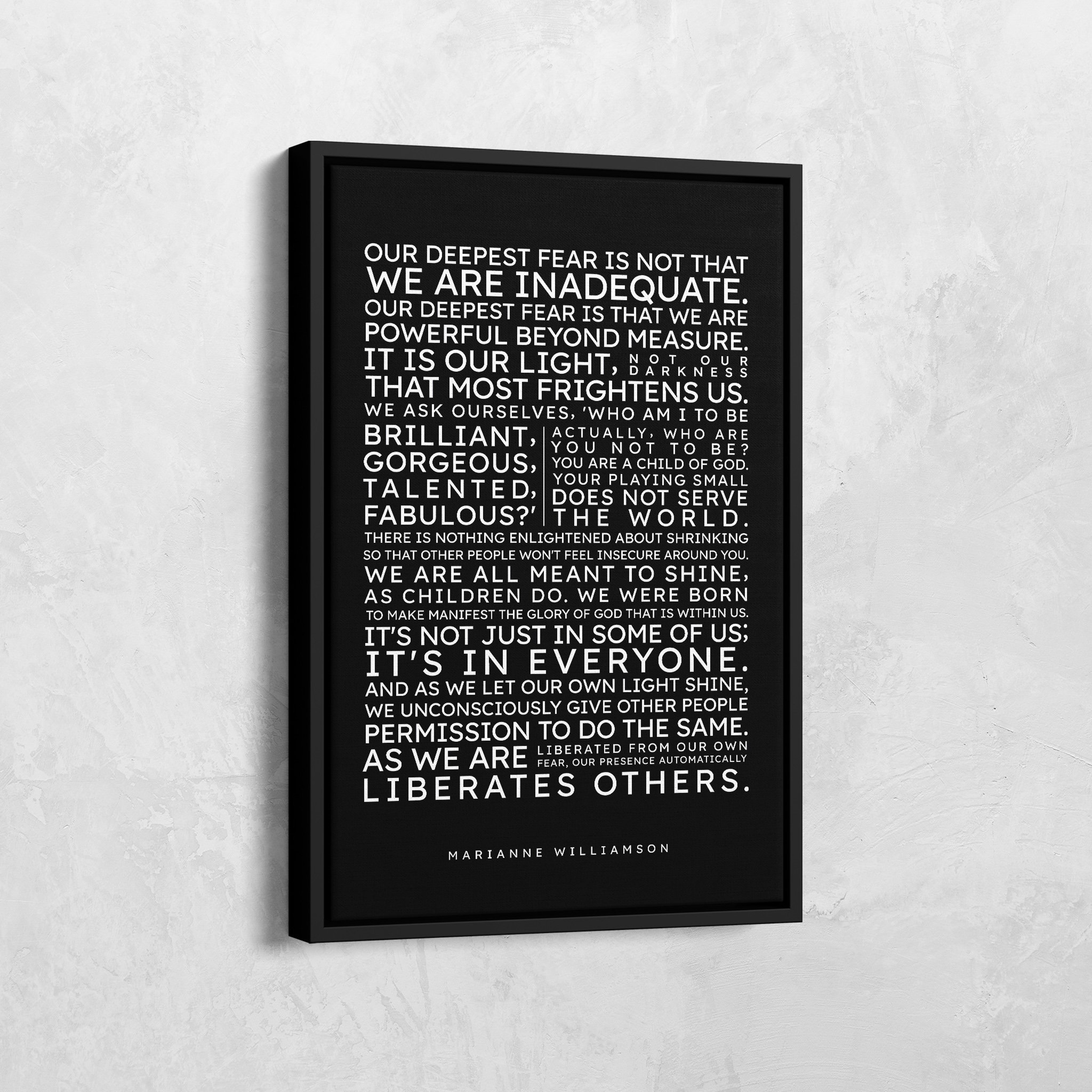 POSTER Our Deepest Fear Poem by Marianne Williamson Print ...
