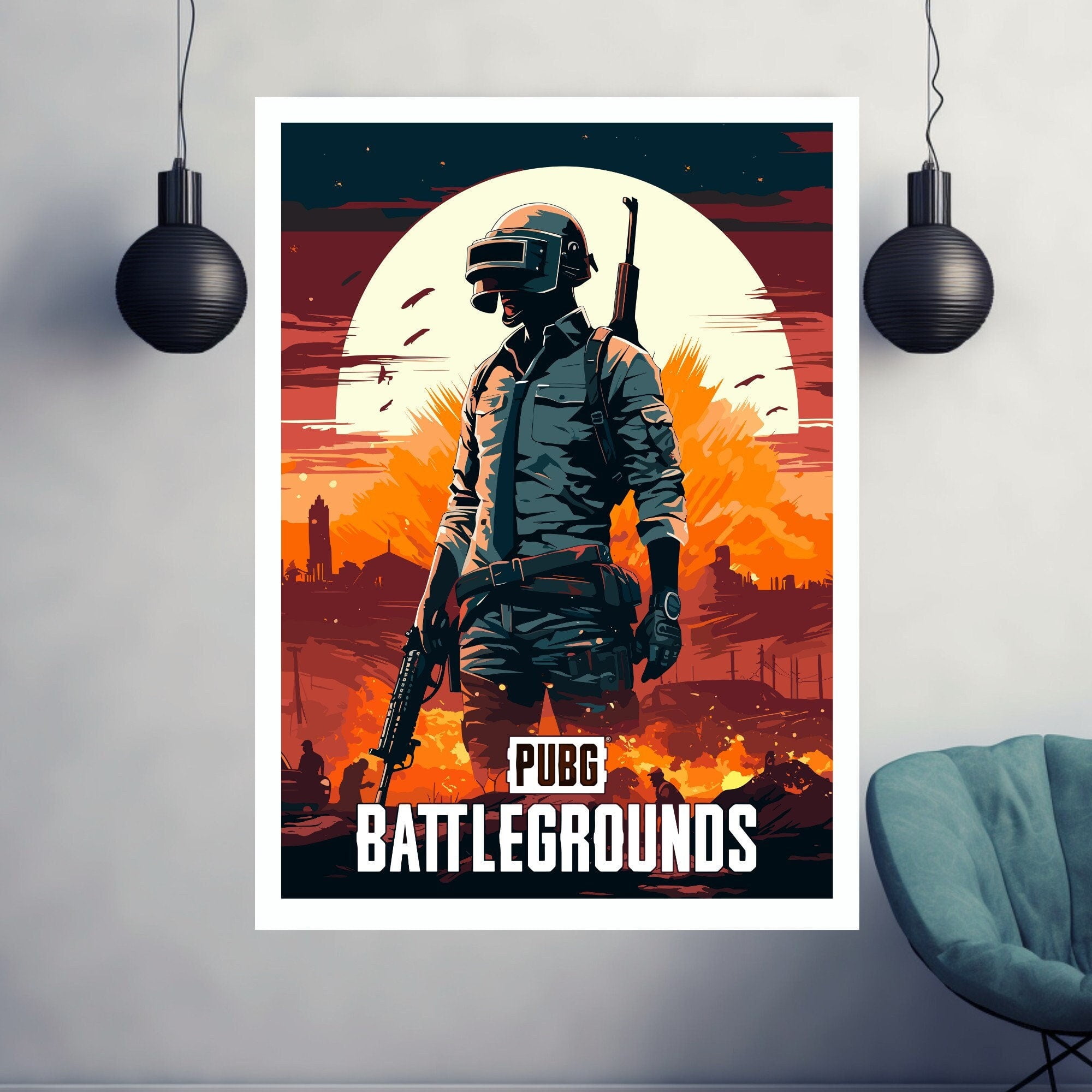 POSTER PUBG: Battlegrounds Poster, Gaming Room Poster, Minimalist, Gaming Poster, Gaming Print ...