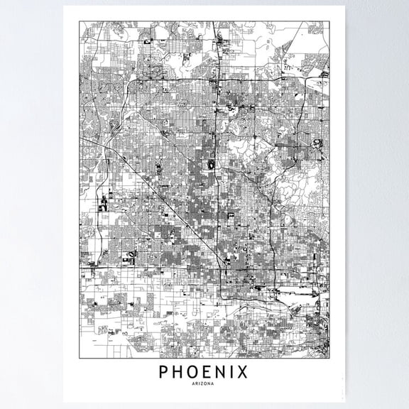POSTER Phoenix White Map Poster UNFRAMED, 24x36