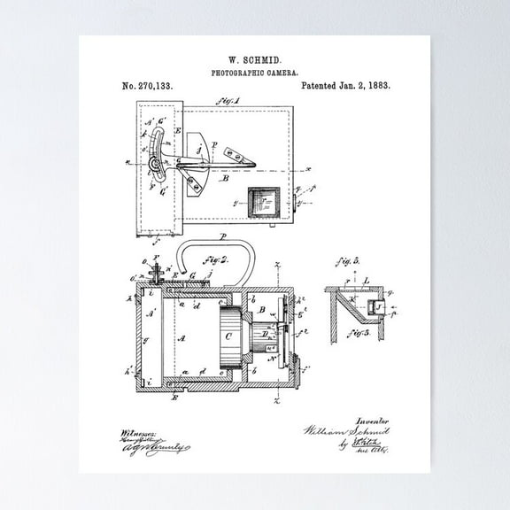 Poster Photographic Camera Vintage Patent Art White Background - Unframed Poster | Best Surprise Gift!, 24x36