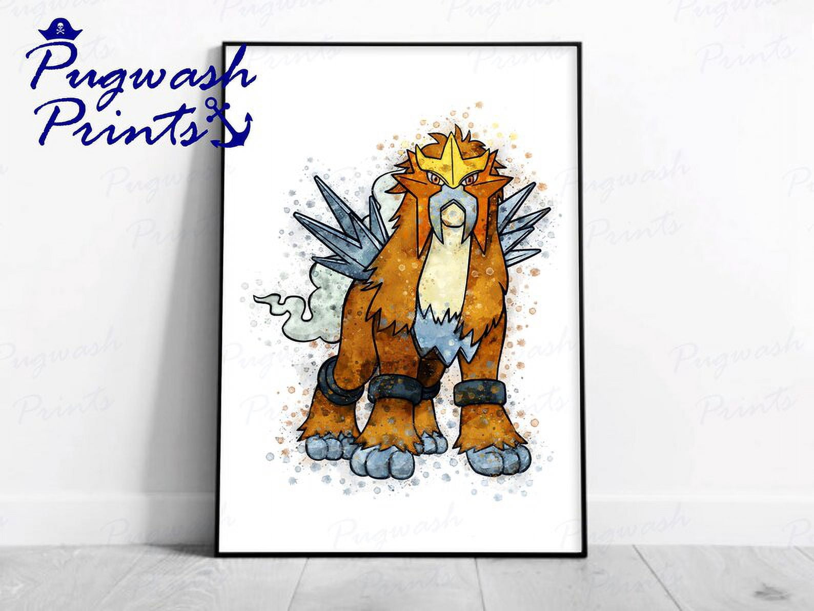 POSTER Pokemon Print 'ENTEI' Watercolour Splash Art, Character Print ...