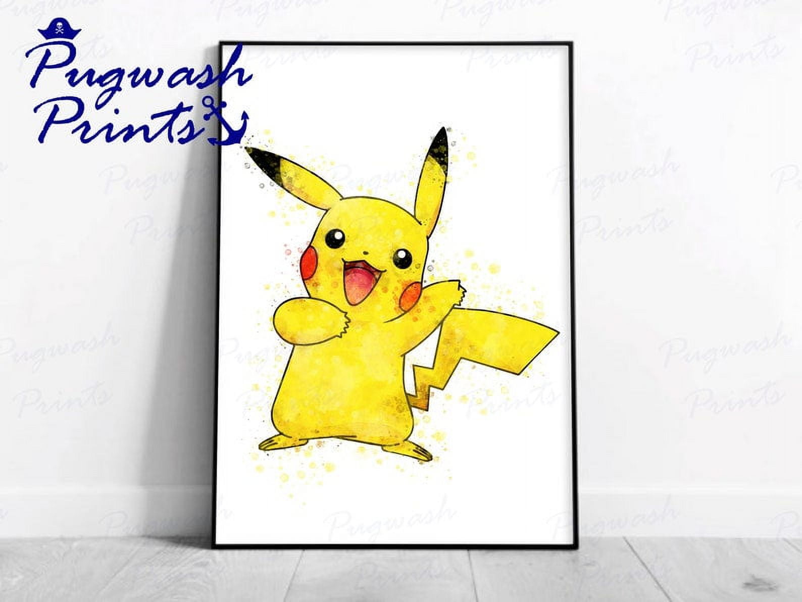 POSTER Pokemon Print 'PIKACHU' Watercolour Splash Art, Character Print ...