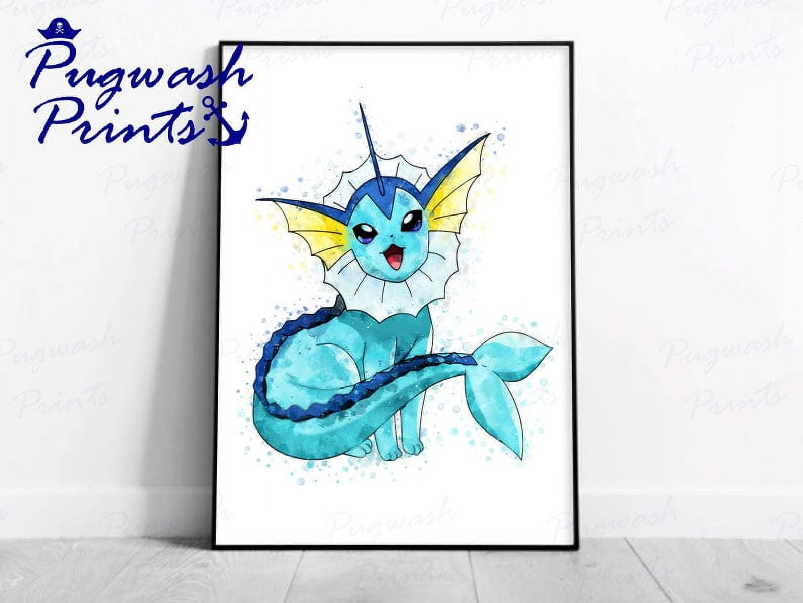 POSTER Pokemon Print 'VAPOREON' Watercolour Splash Art, Character Print, Poster, kids room ...