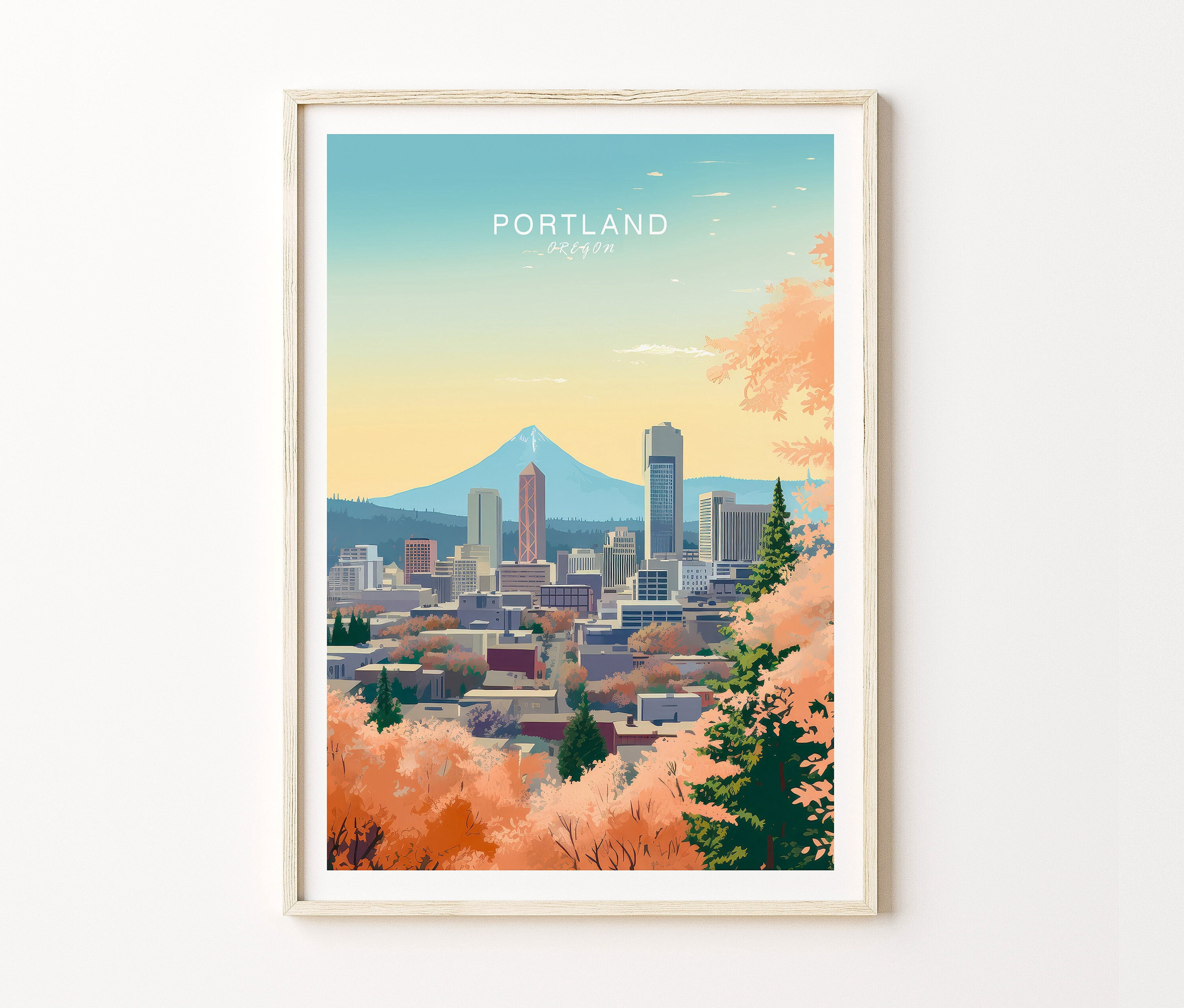 POSTER Portland Travel Print, Portland Oregon Travel Poster Print