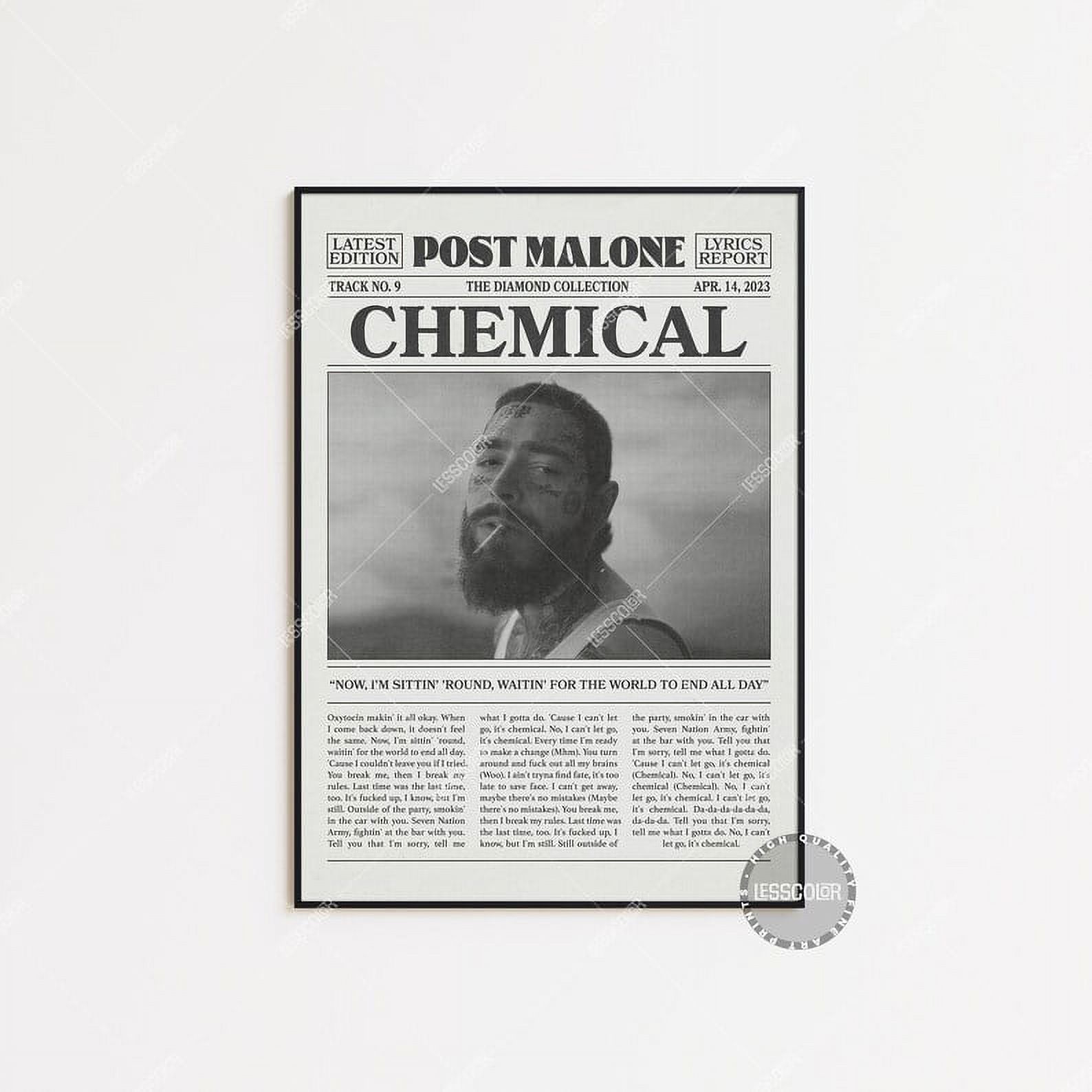 POSTER Post Malone Retro Newspaper Print, Chemical Poster, Chemical