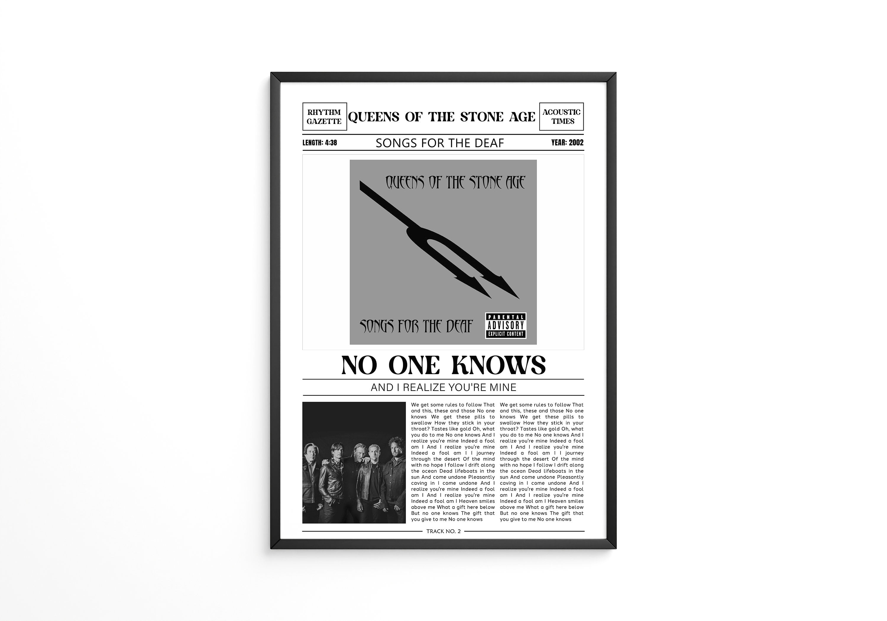 POSTER Queens Of The Stone Age Retro Newspaper Print / No One Knows ...
