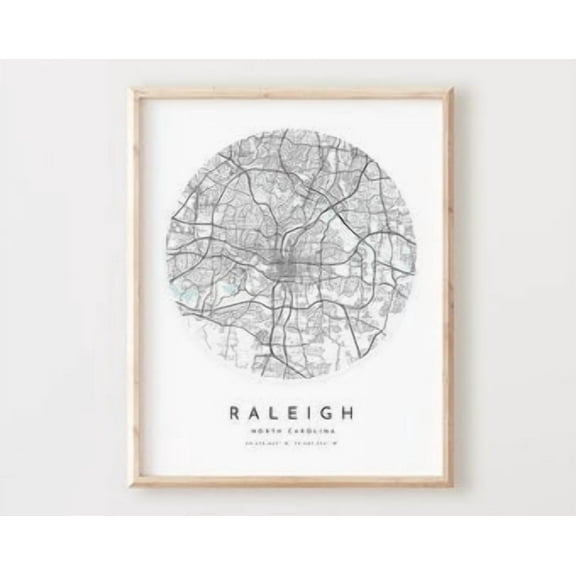 POSTER Raleigh Map Print, Raleigh Map Poster City Wall Art, Nc Road Map, North Carolina Print Street Map Decor UNFRAMED, 12x18