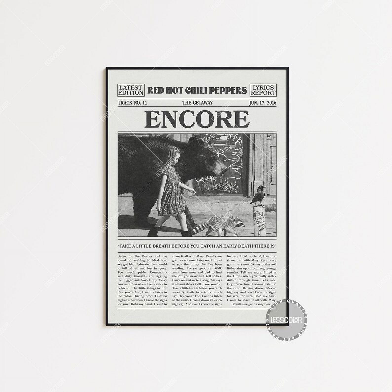 POSTER Red Hot Chili Peppers Retro Newspaper Print, Encore Poster ...