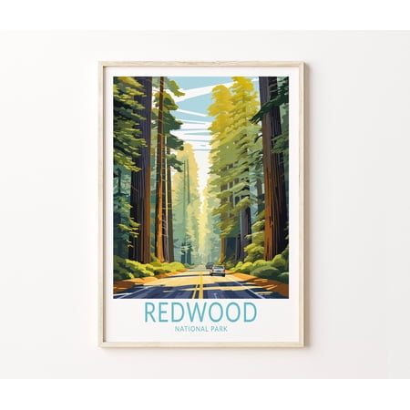 POSTER Redwood Poster, Redwood National Park Custom Travel Poster, Redwood Wall Art, California Wall Decor, National Park Gifts-UNFRAMED