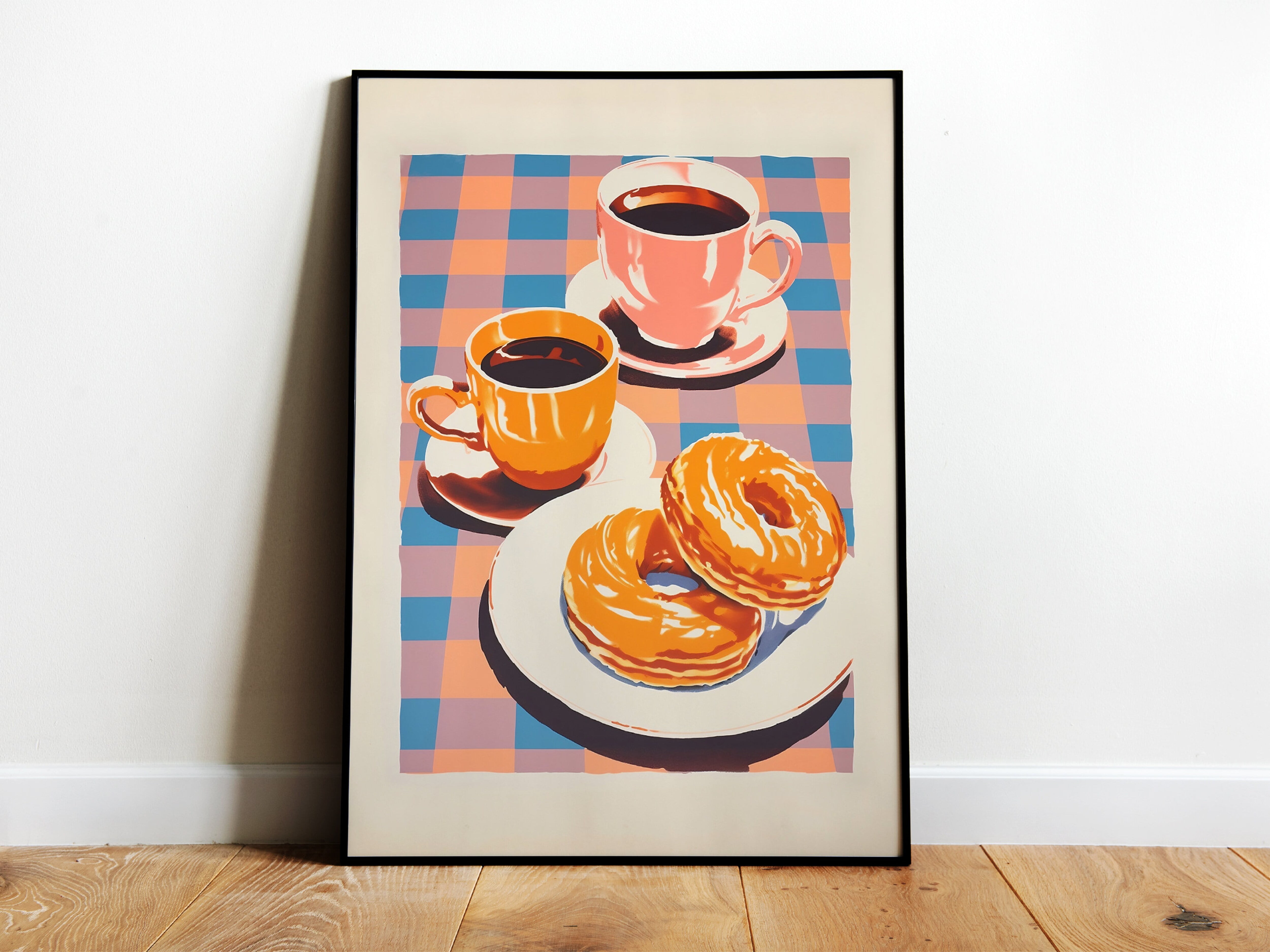 poster retro kitchen poster doughnut print 50s style donut art kitchen wall art donuts and coffee poster bakery wall art pastry-unframed