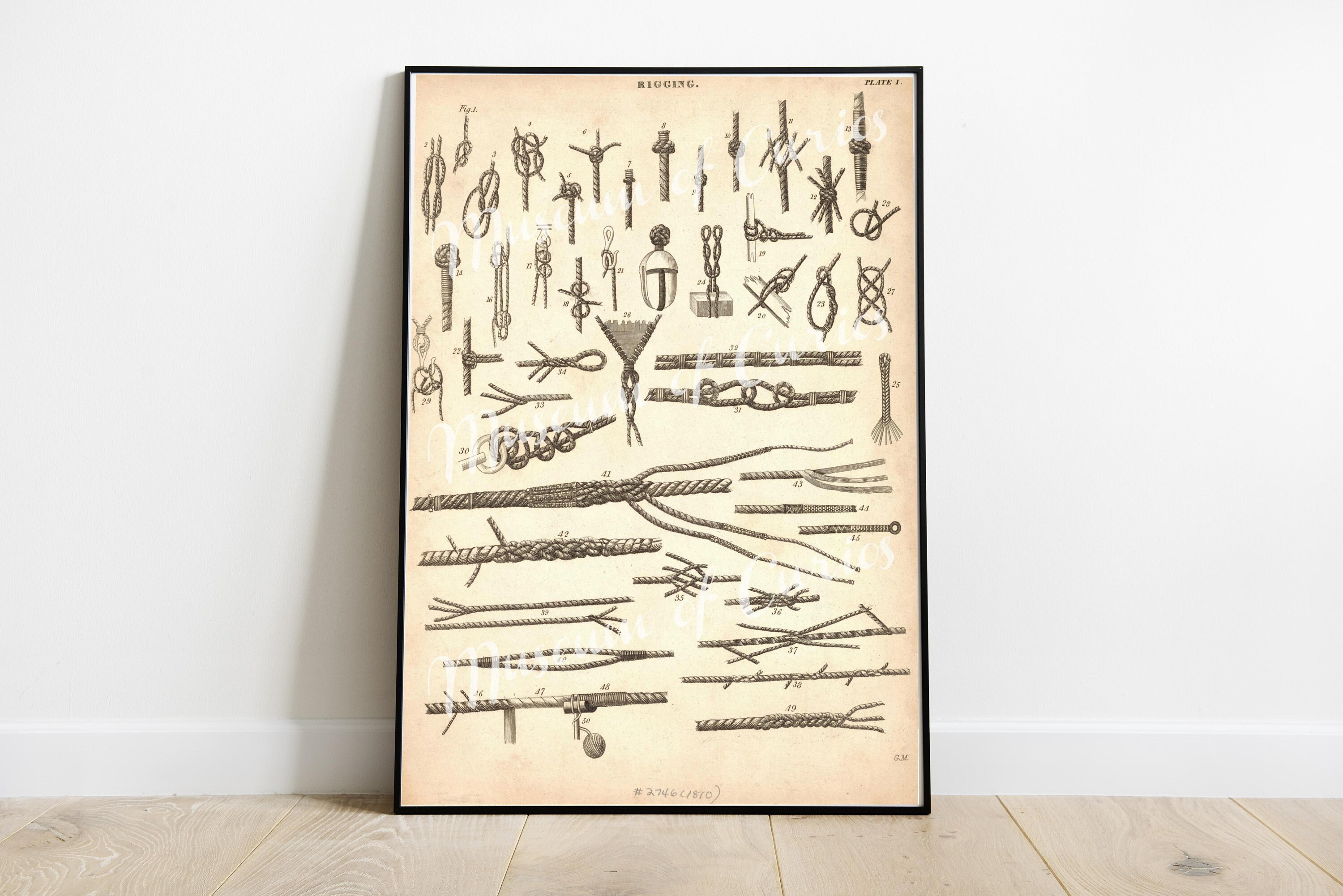 POSTER Rigging Chart 1870, Knotting Chart, Shipping Knots, 19th century ...
