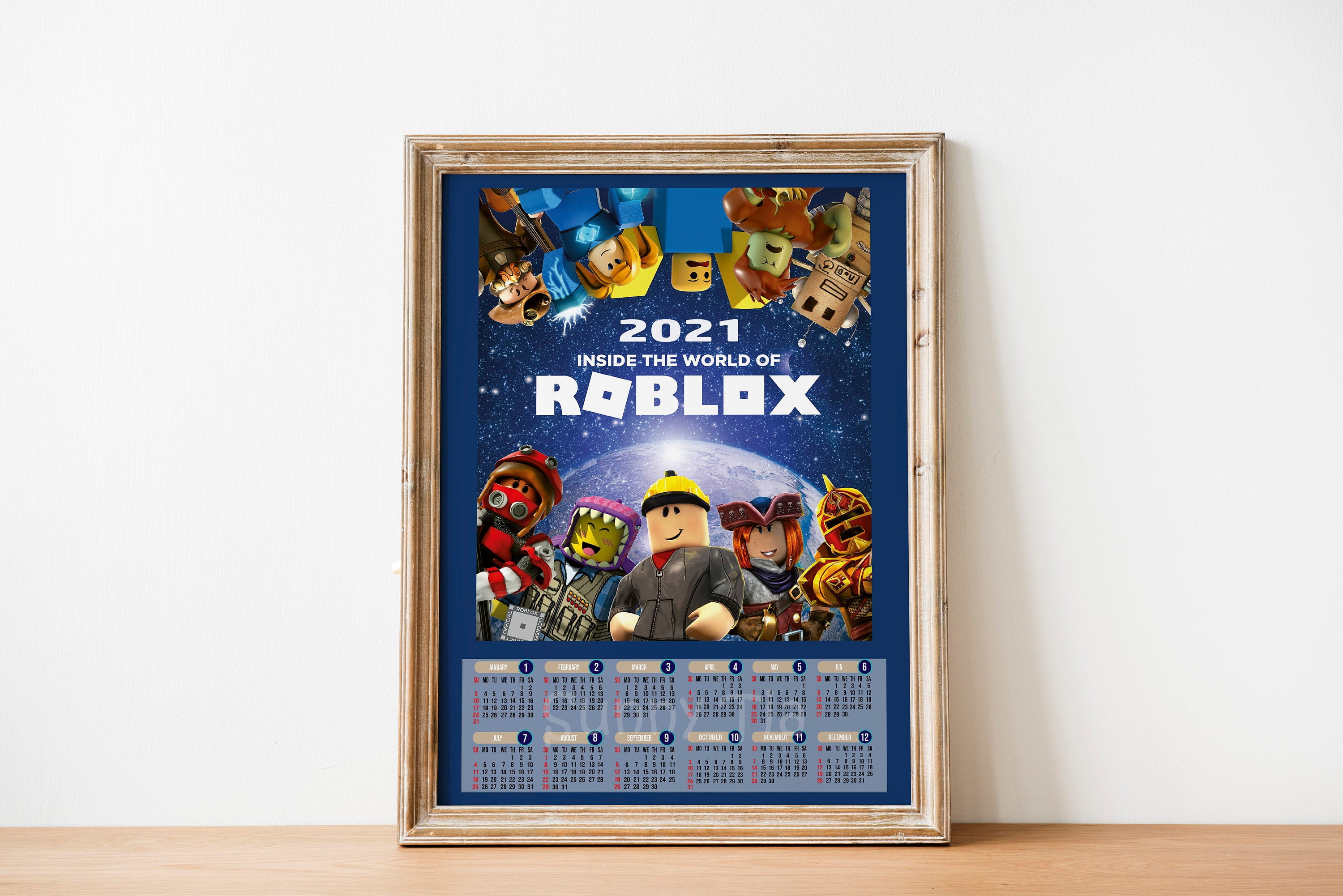 POSTER Roblox Wall Calendar 2021, Printable Yearly Calendar 2021, Year Calendar 12 months ...