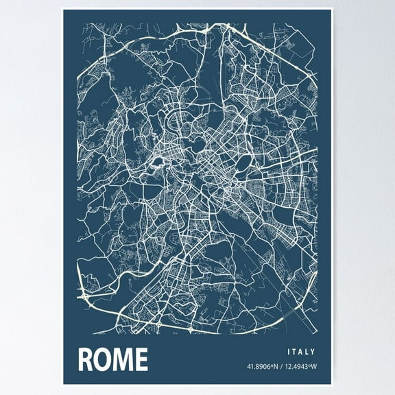 POSTER Rome Blueprint City Map POSTER UNFRAMED, 8x12