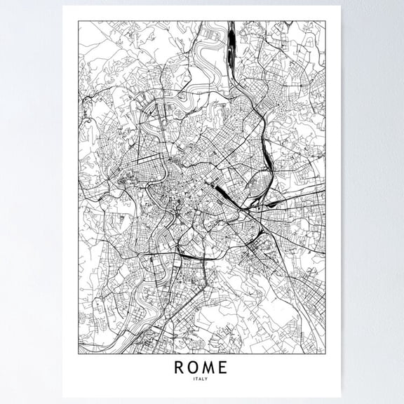 POSTER Rome White Map Poster UNFRAMED, 12x18