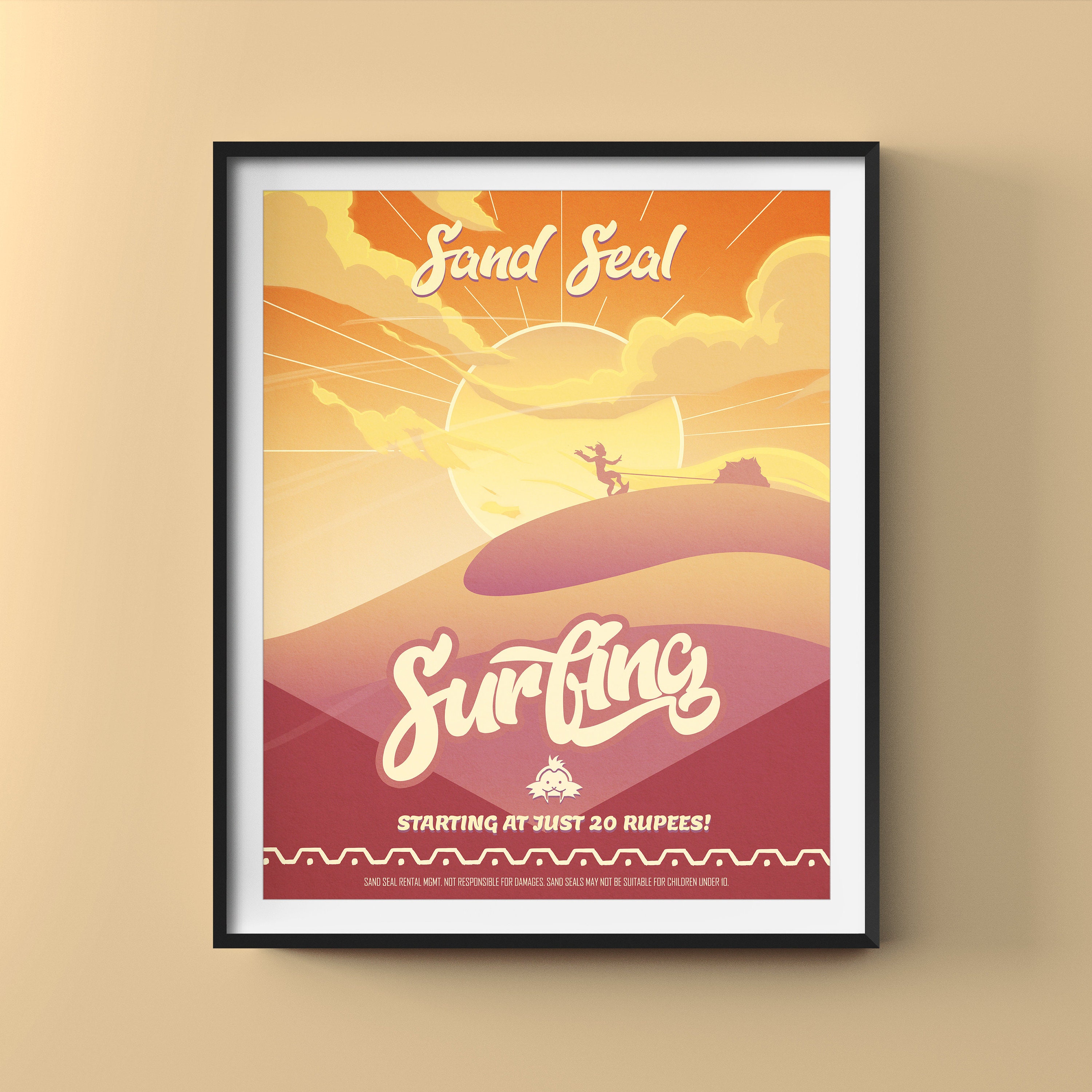 POSTER SAND SEAL SURFING Artwork Print, The Legend of Zelda, Breath of ...