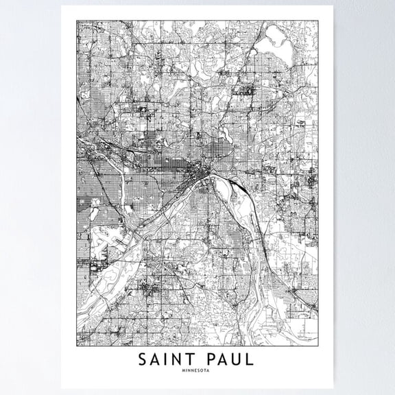 POSTER Saint Paul White Map Poster UNFRAMED, 12x18