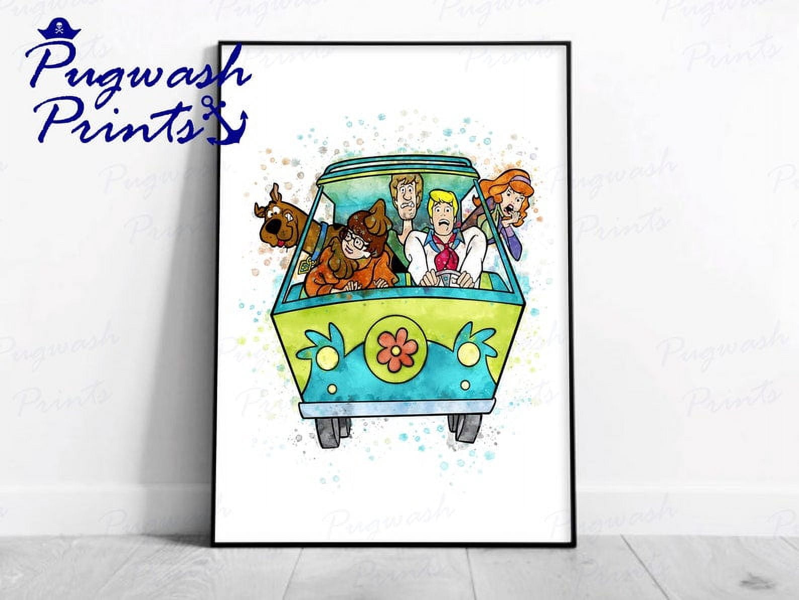 POSTER Scooby Doo Print 'MYSTERY MACHINE' Watercolour Splash Art, Scooby-Doo Characters, Poster ...