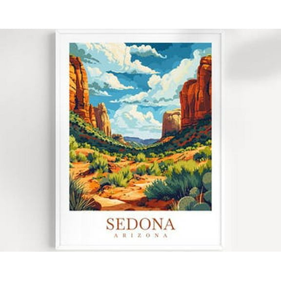 POSTER Sedona Travel Print Arizona Home Decor Arizona Art Print Sedona Wall Print For Sedona Gift Wall Hanging Arizona Sedona Desert Artwork Decor UNFRAMED, 12x18