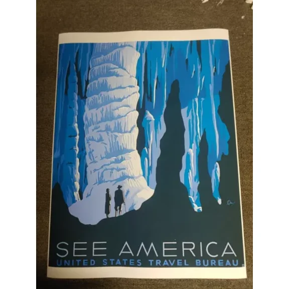 POSTER See America "Caverns" 1930s Vintage Style Works Progress Travel Poster - UNFRAMED, 12x18