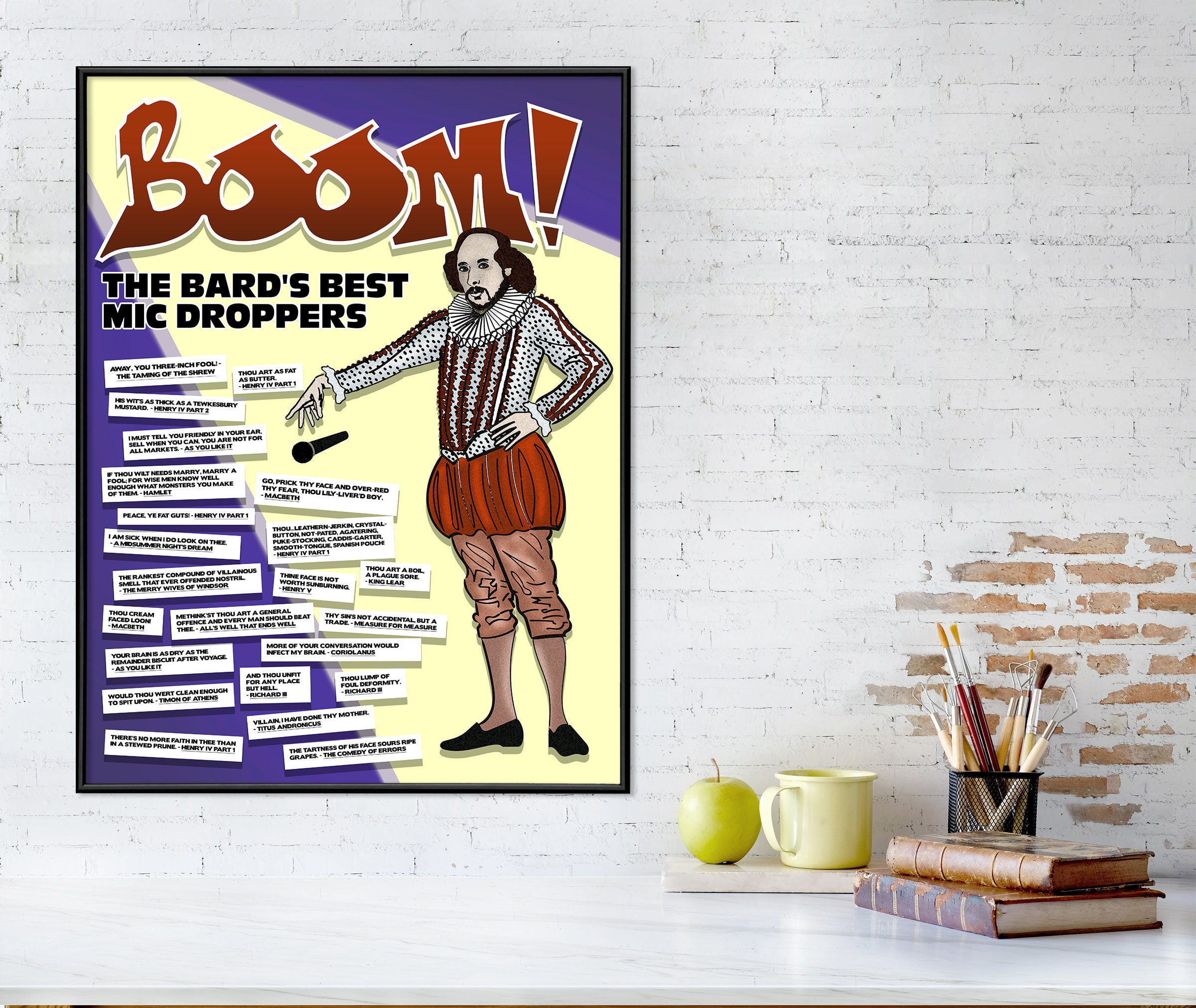 POSTER Shakespeare Insults Literary Fine Art Print. English Literature ...