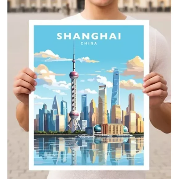 POSTER Shanghai China Travel Wall Art Print UNFRAMED, 12x18