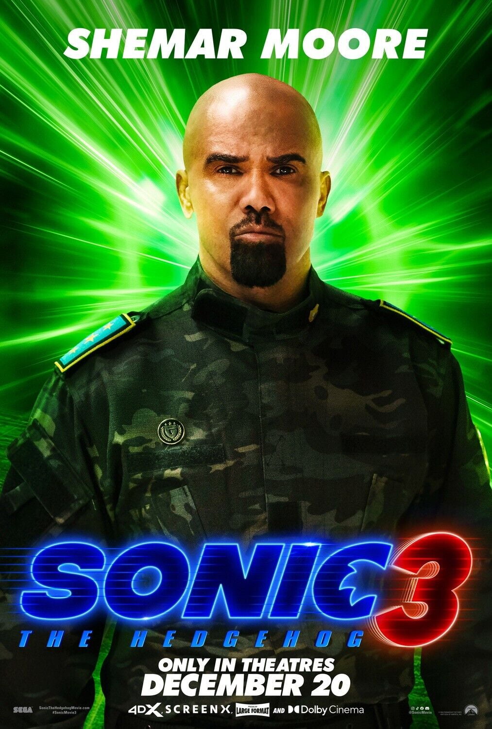 POSTER Sonic the Hedgehog 3 2024 Movie Poster Shemar Moore8x12