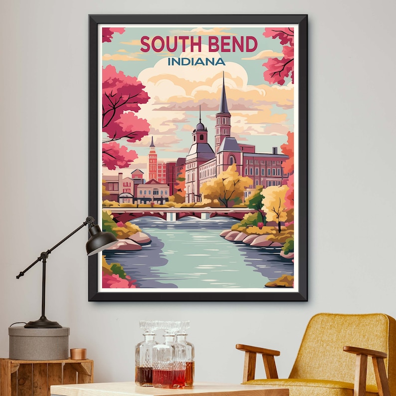 POSTER South Bend Indiana Print South Bend Indiana Poster Notre