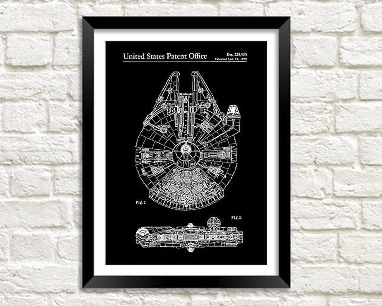 T-shirt Star Wars Millennium Falcon Blueprint - Marque Gildan, 100% Coton, Taille Multiple