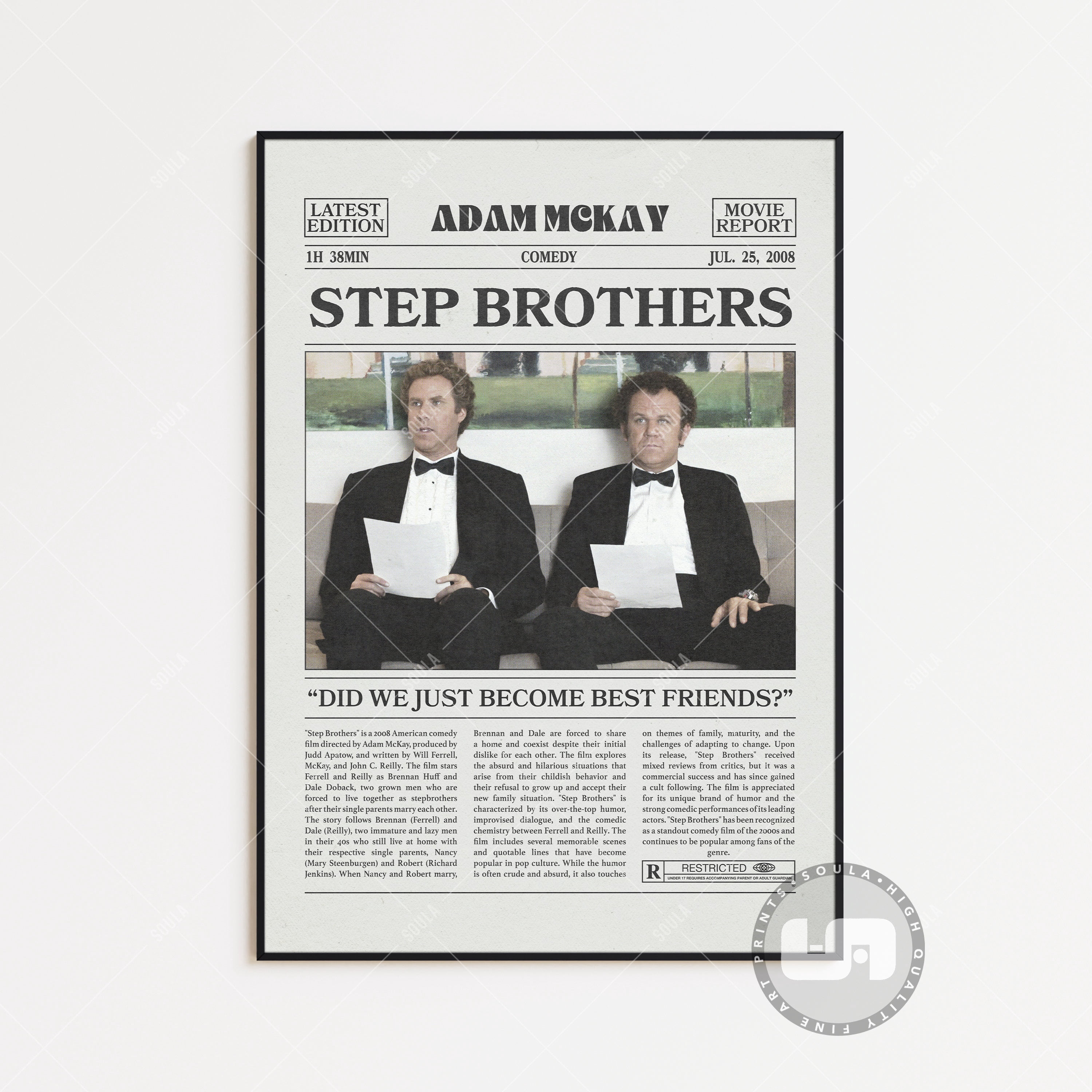 POSTER Step Brothers Poster, Adam McKay, Movie Poster, Retro Newspaper ...