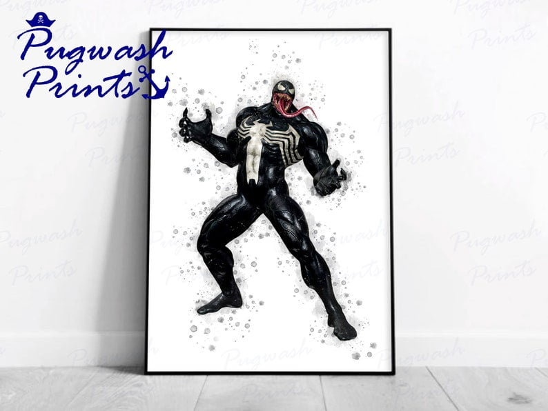 POSTER SuperVillain Print 'VENOM' Watercolour Splash Art, Marvel ...