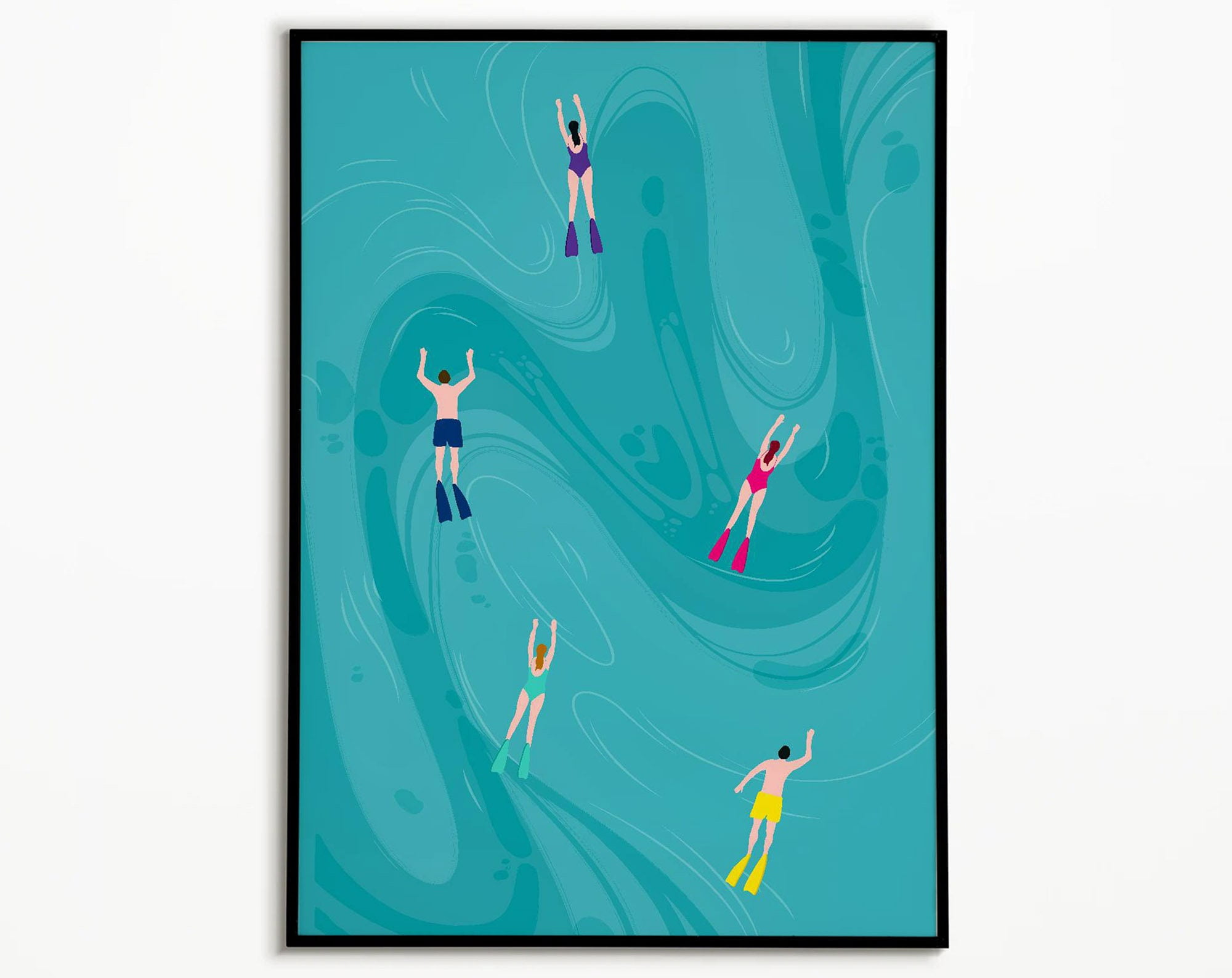 POSTER Swimmers Poster, Swimming Artwork, Ocean Print, Summer Art Print ...