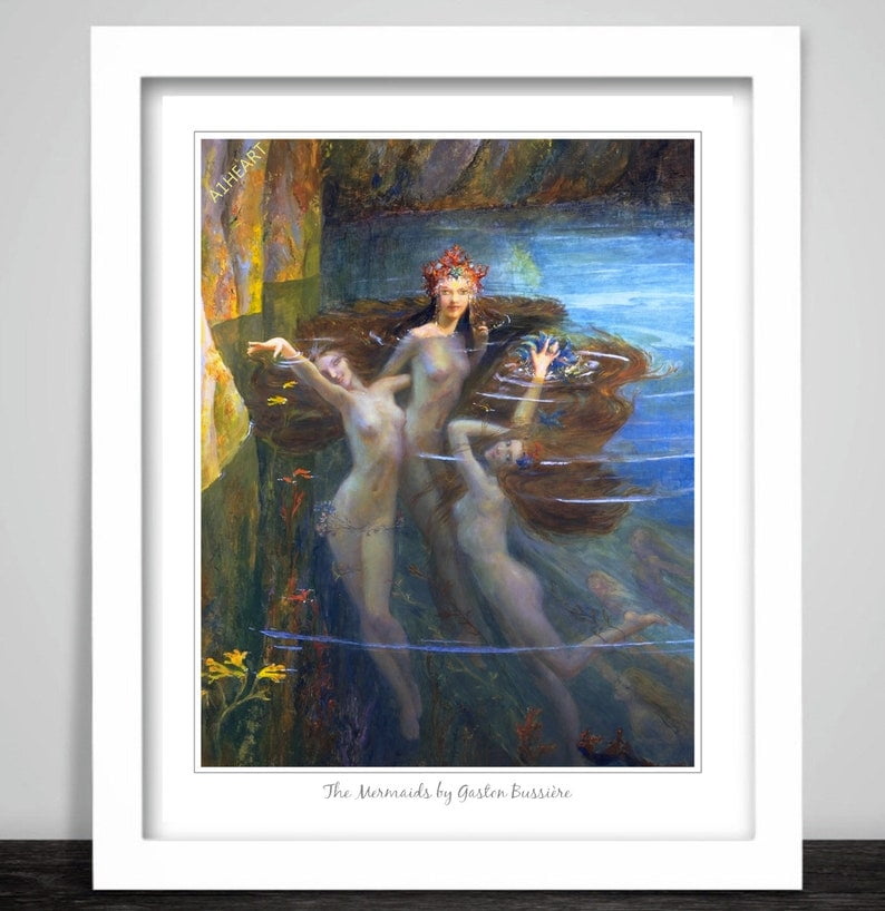 POSTER The Mermaids by Gaston BussiÃ¨re . Classic Art Print Poster