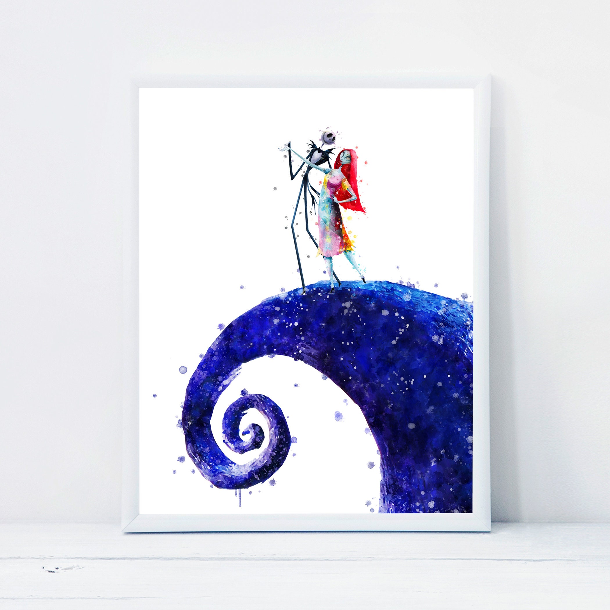 POSTER The Nightmare Before Christmas Watercolor Jack and Sally Print Tim Burton Printable Jack ...