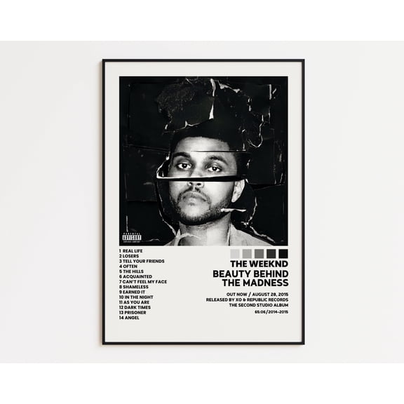 POSTER The Weeknd Cover Poster, Beauty Behind The Madness, Album Wall Print, Tracklist Poster, Music Classics Poster, Hip Hop Poster-NO FRAME