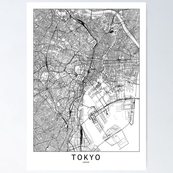 POSTER Tokyo White Map Poster UNFRAMED, 24x36