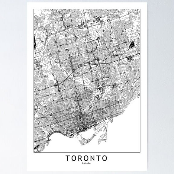 POSTER Toronto White Map Poster UNFRAMED, 12x18