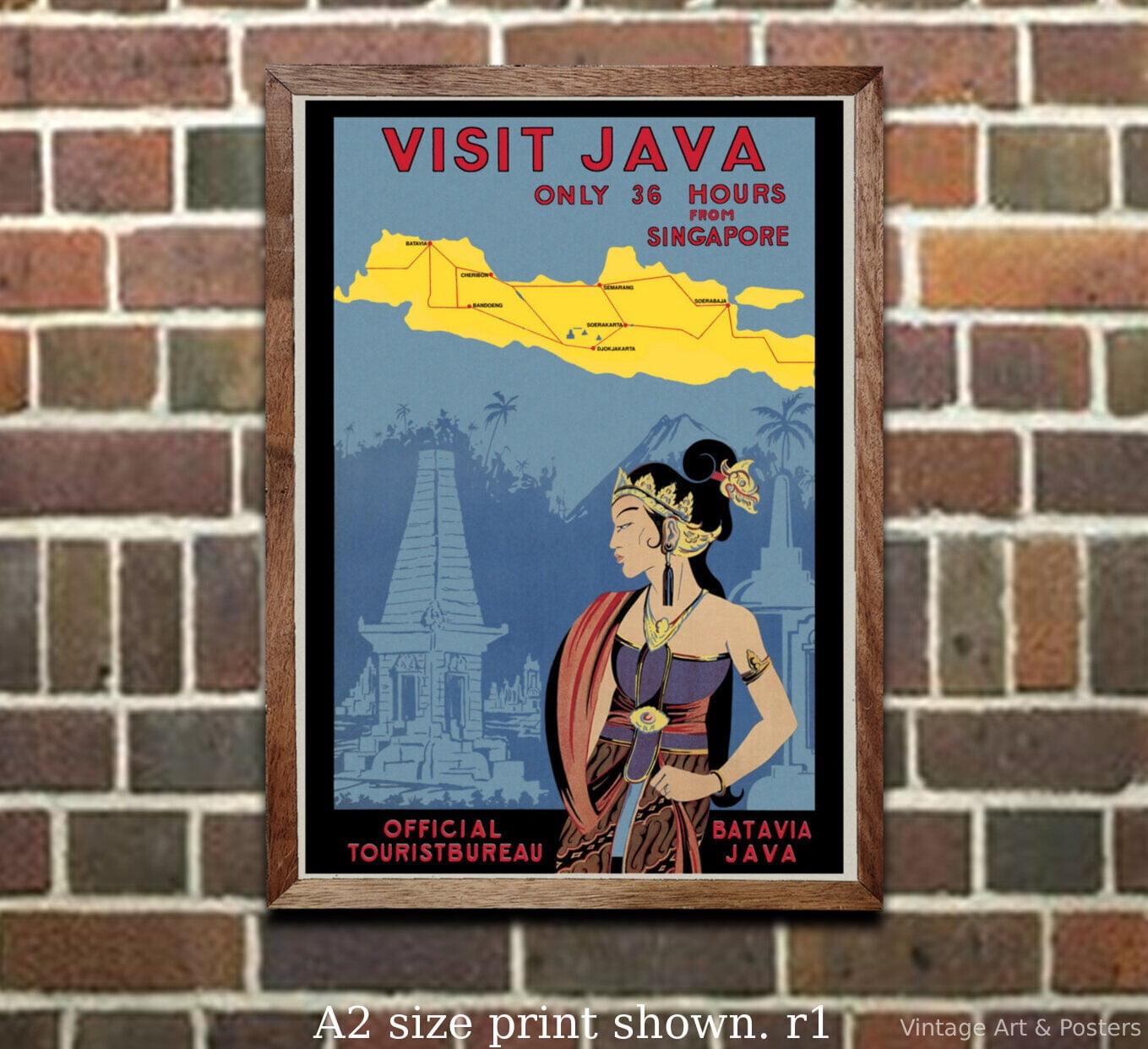POSTER Travel Poster, Visit Java Vintage Print, Wall Art for Home or ...