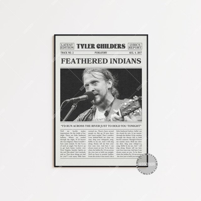 POSTER Tyler Childers Retro Newspaper Print, Feathered Indians Poster