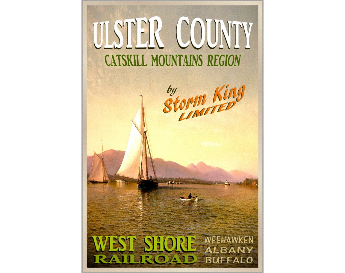 POSTER ULSTER COUNTY West Shore Railroad New Train Travel Poster