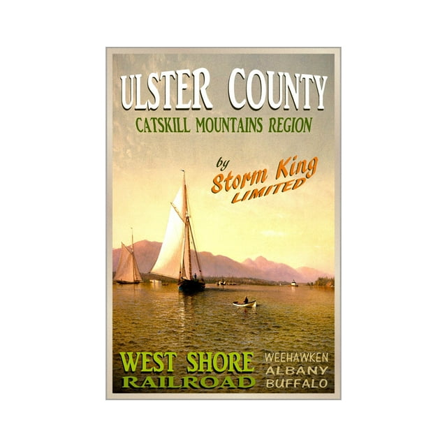 POSTER ULSTER COUNTY West Shore Railroad New Train Travel Poster