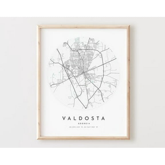 POSTER Valdosta Map Print, Valdosta Map Poster City Wall Art, Ga Road Map, Georgia Print Street Map Decor UNFRAMED, 12x18